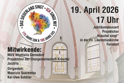 Konzert Projektchor "Kreuztal singt" in Kirche Ferndorf 19.04.2026
